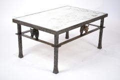 French Vintage Forged Iron and Bronze Coffee Table