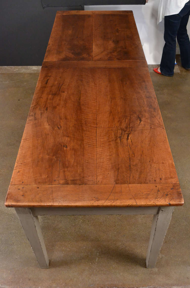 Long Antique Walnut Top French Farm Table 1