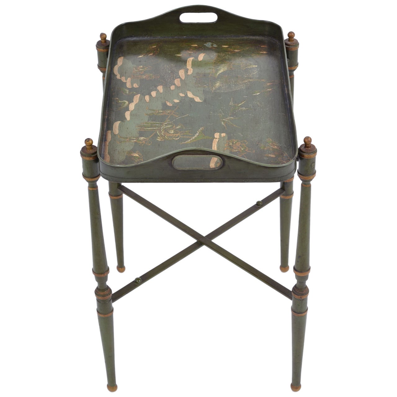 Vintage Painted Brass Tray Table