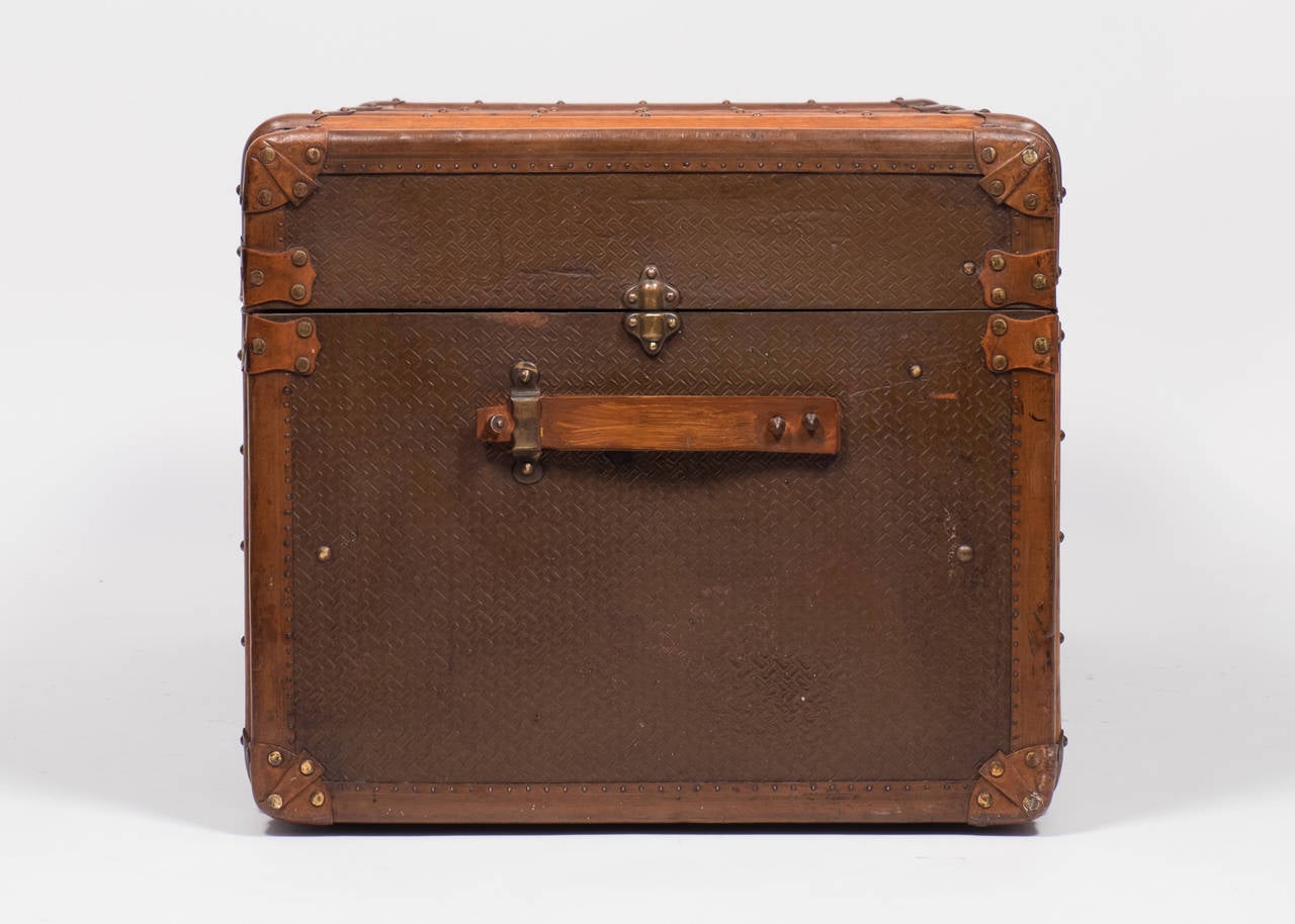 French Vintage Travel Trunk in the Style of Vuitton at 1stdibs