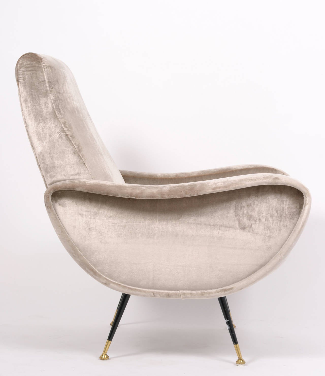 Mid-20th Century Italian Mid-Century Modern Pair of Velvet Lounge Chairs