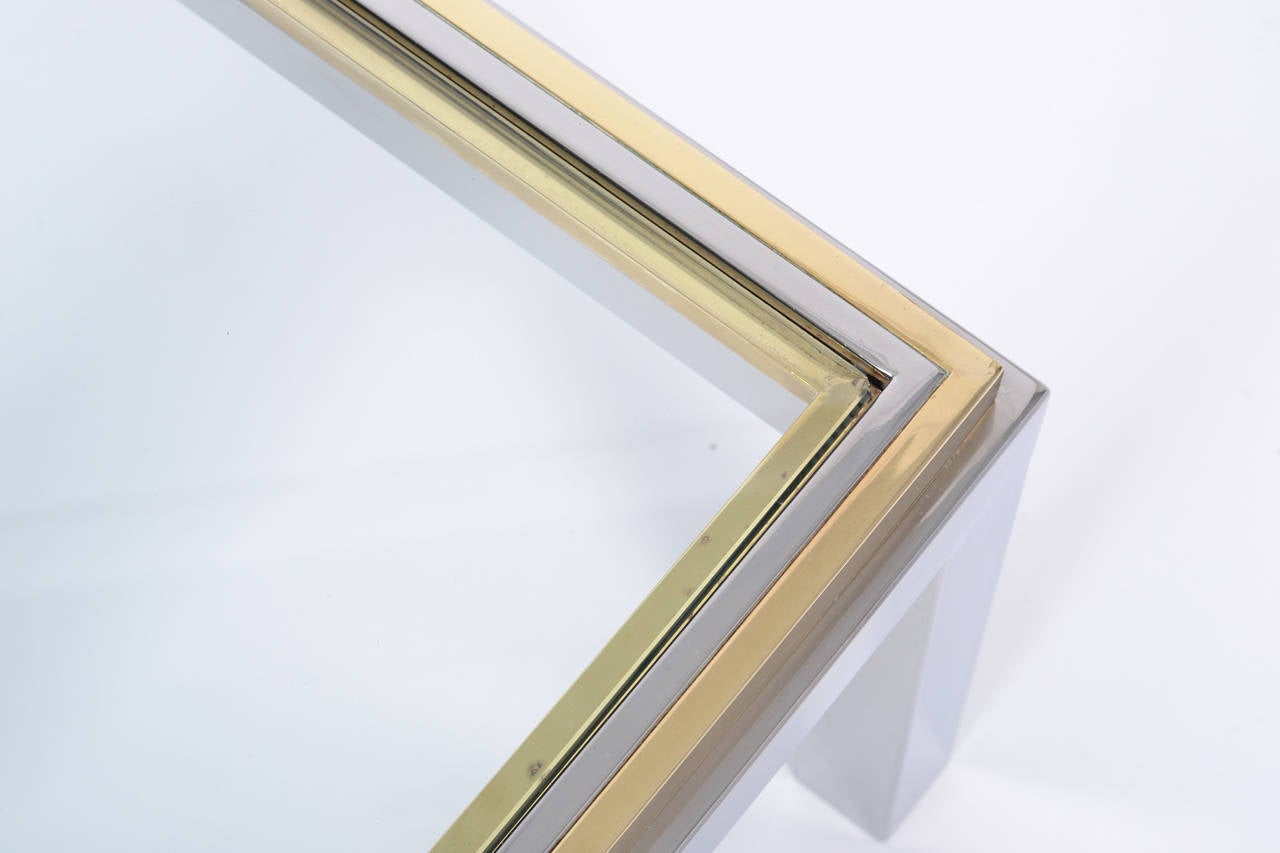 Chrome and Brass Coffee Table by Romeo Rega 1