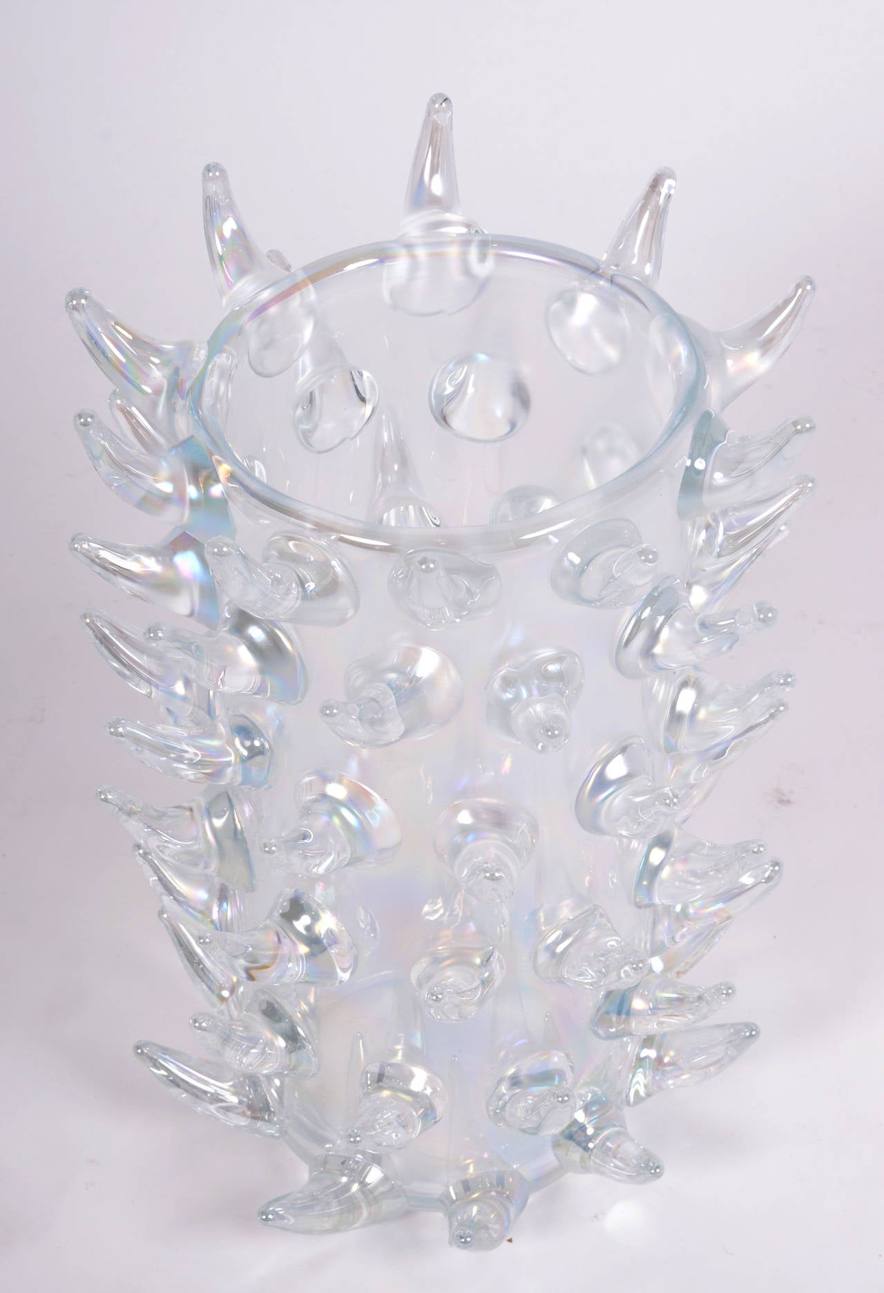 Italian Signed Luigi Camozzo Iridescent Murano Glass Vase