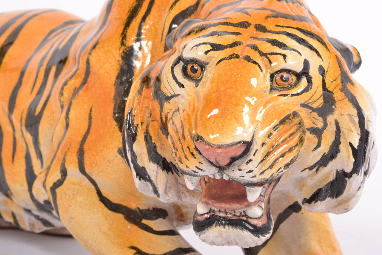 Ceramic Vintage Tiger Sculpture