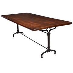 French Antique Solid Walnut Vineyard Table from Beaujolais Region