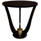 French Art Deco Ebonized and Gold Leaf Side Table