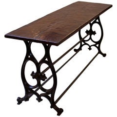 French Antique Cast Iron and Chestnut Wine Merchant Console