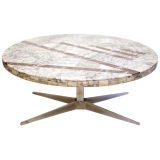 Italian Chrome and Marble Mosaic Coffee Table