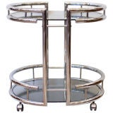 French Vintage Chrome and Tinted Glass Bar Cart French Vintage Chrome and Tinted Glass Bar Cart