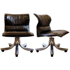 Vintage Italian Leather Chair by Saporiti