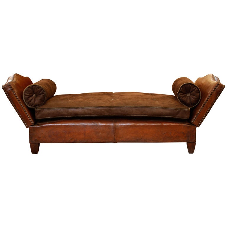 French Art Deco Leather Day Bed