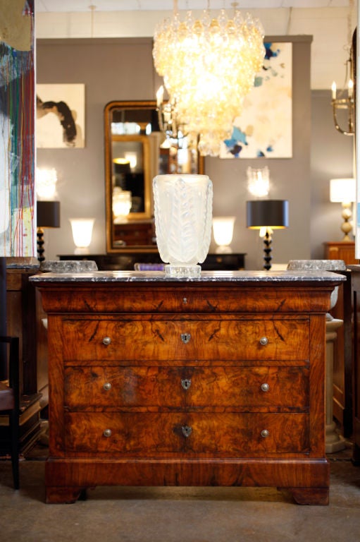 Louis Philippe Period Burled Walnut and Saint Anne Marble Chest