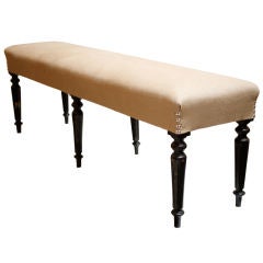 Antique Napoleon III Upholstered Walnut Bench
