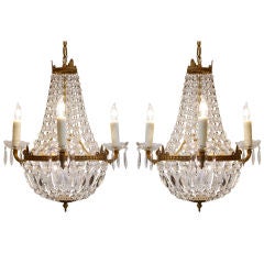 Pair of French Empire Crystal Chandeliers