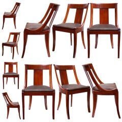 Rare French Empire Set of 10 Mahogany "Gondole" Chairs