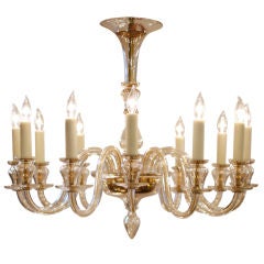 12 Branch Smoked Amber Murano Glass Chandelier