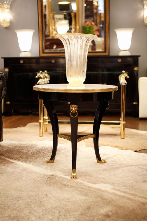 French Empire Ebonized Mahogany & Marble Top Side Table