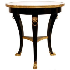 French Empire Ebonized Mahogany & Marble Top Side Table