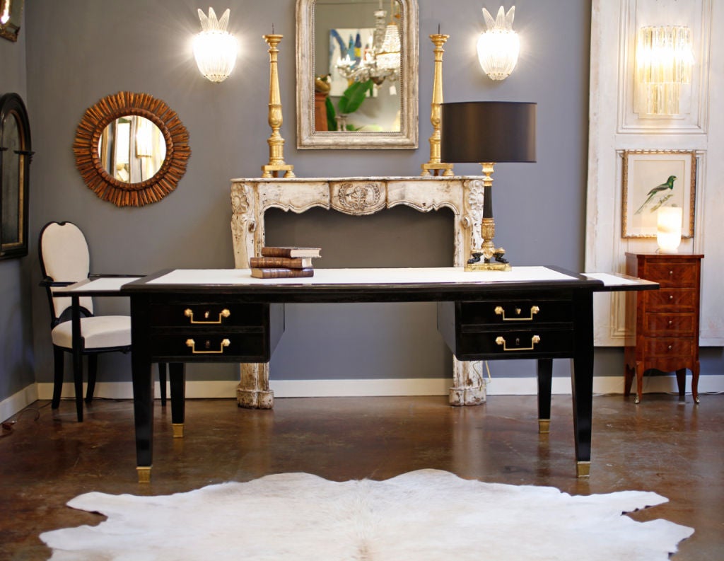 French Neoclassic Maison Jansen Ebonized Desk