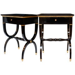 NeoClassic Pair of French Directoire Ebonized Side Tables