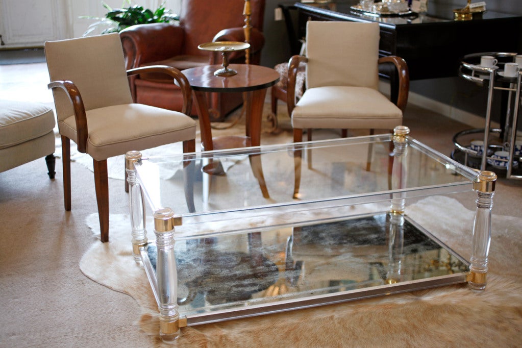 Lucite and Glass Coffee Table