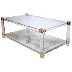 Lucite and Glass Coffee Table