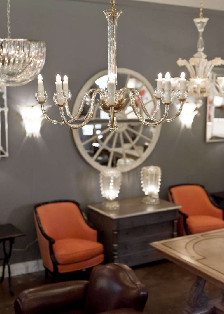 Murano Amber Glass 8 Arm Chandelier