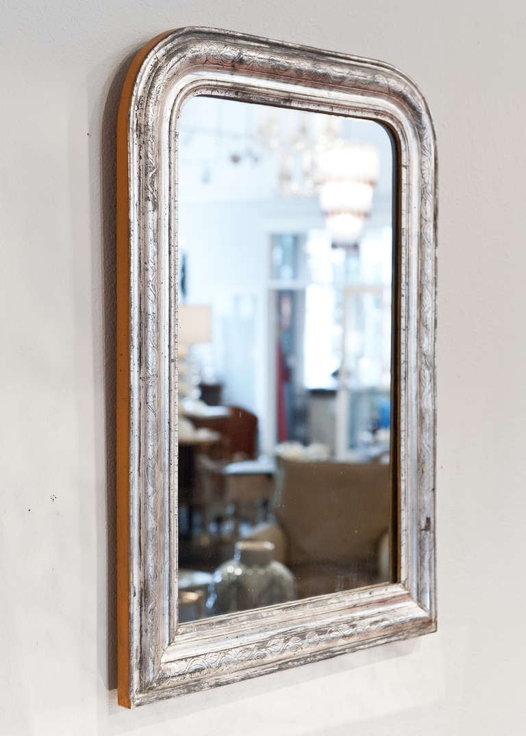 French Louis Philippe Period Silver Leaf Mirror