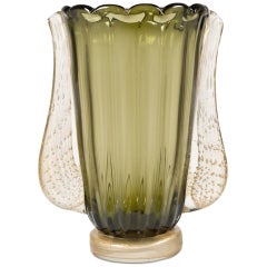 Murano Handblown "Avventurina" Glass Vase by Constantino