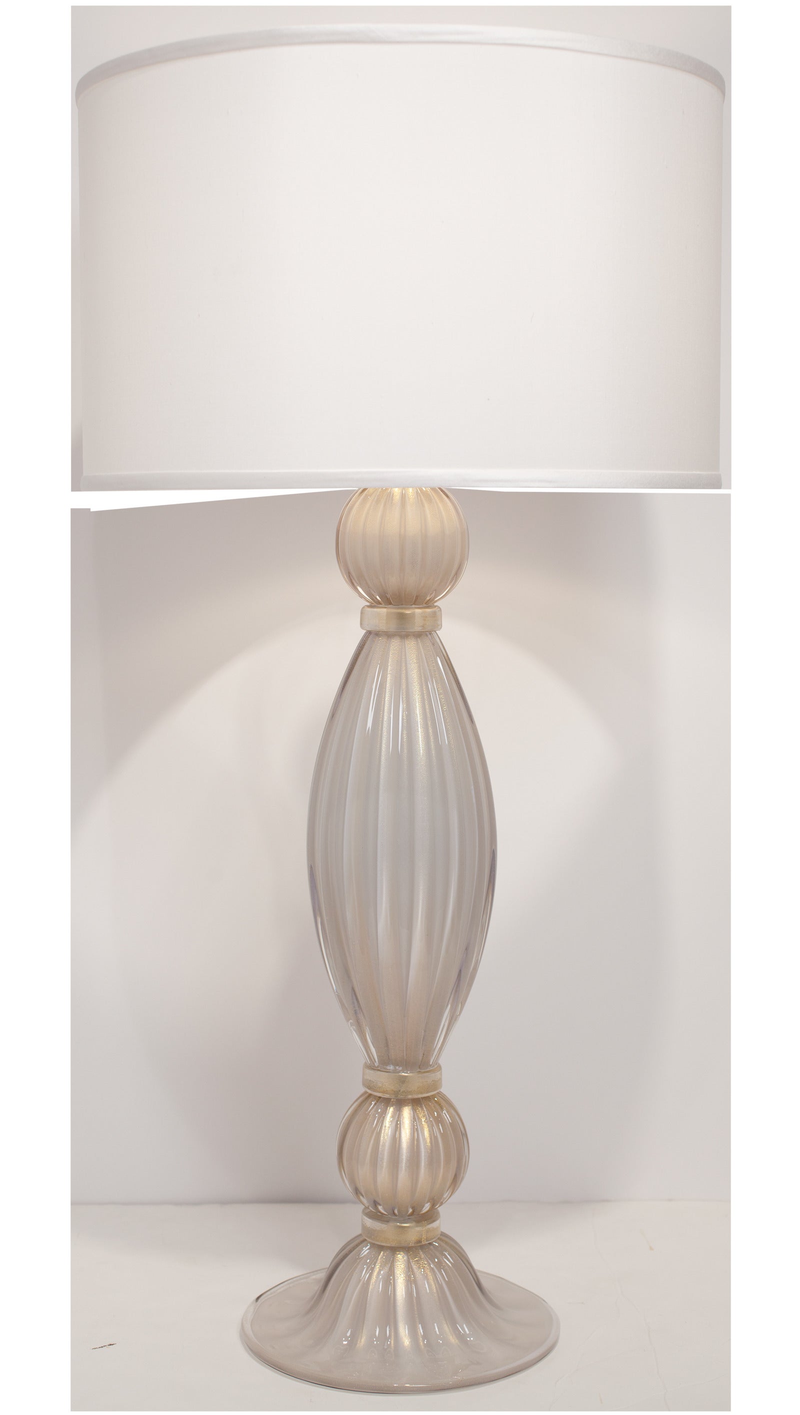 Pair of Alexandrite Incamiciato Murano Glass Lamps