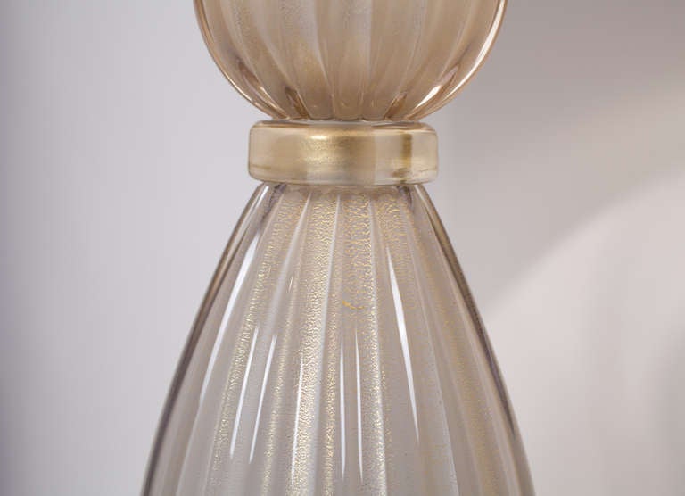 Pair of Alexandrite Incamiciato Murano Glass Lamps In Good Condition In Austin, TX