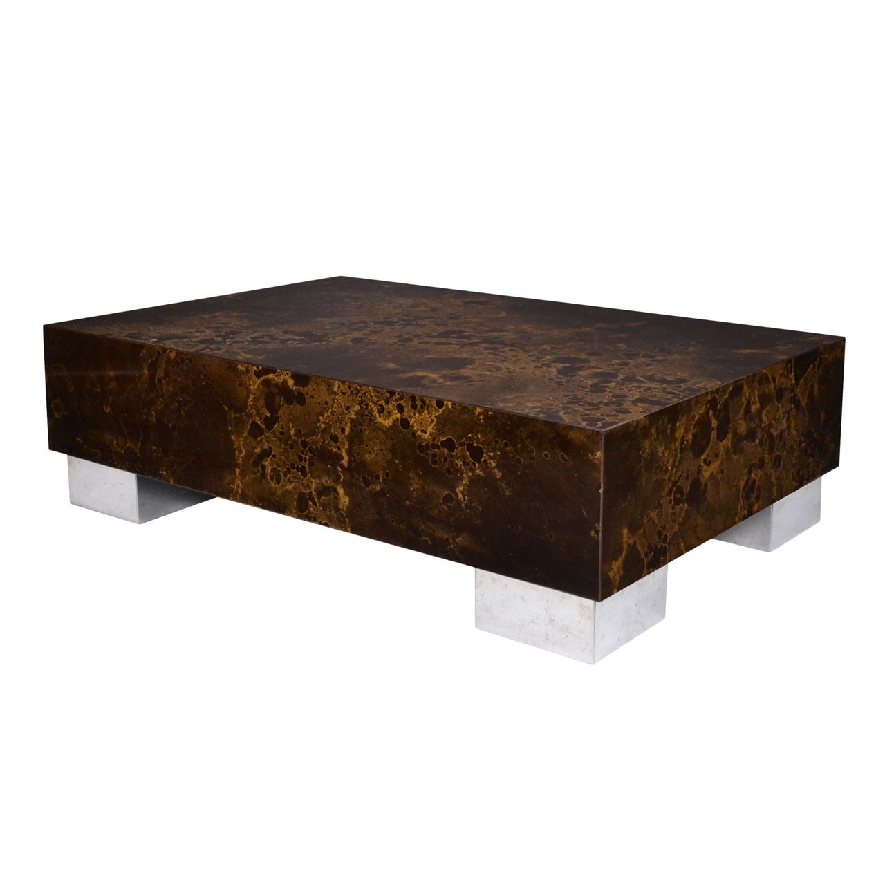 French Vintage Gold Leaf "Altuglass" Coffee Table