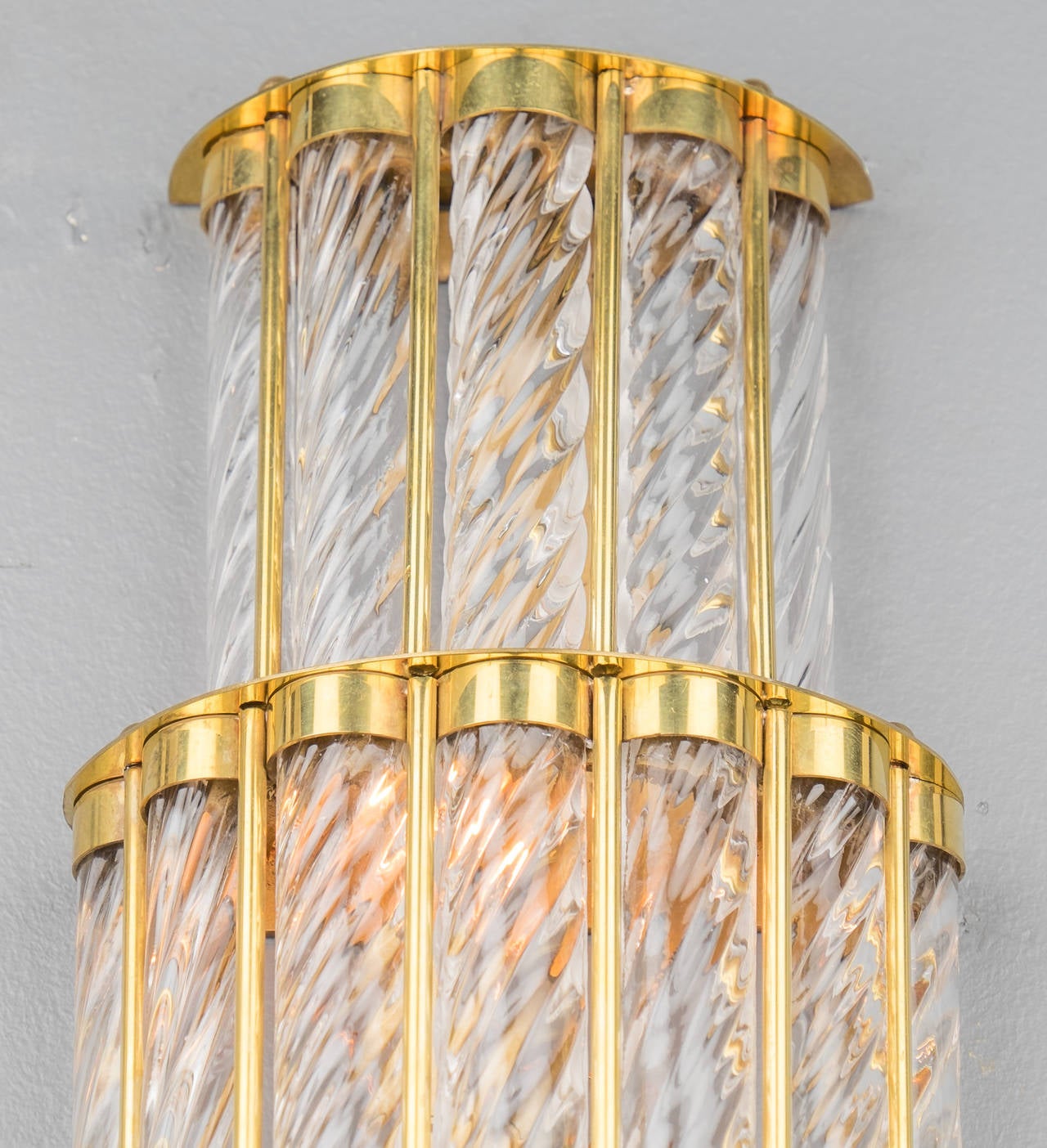 Brass Art Deco Style Murano Wall Sconces