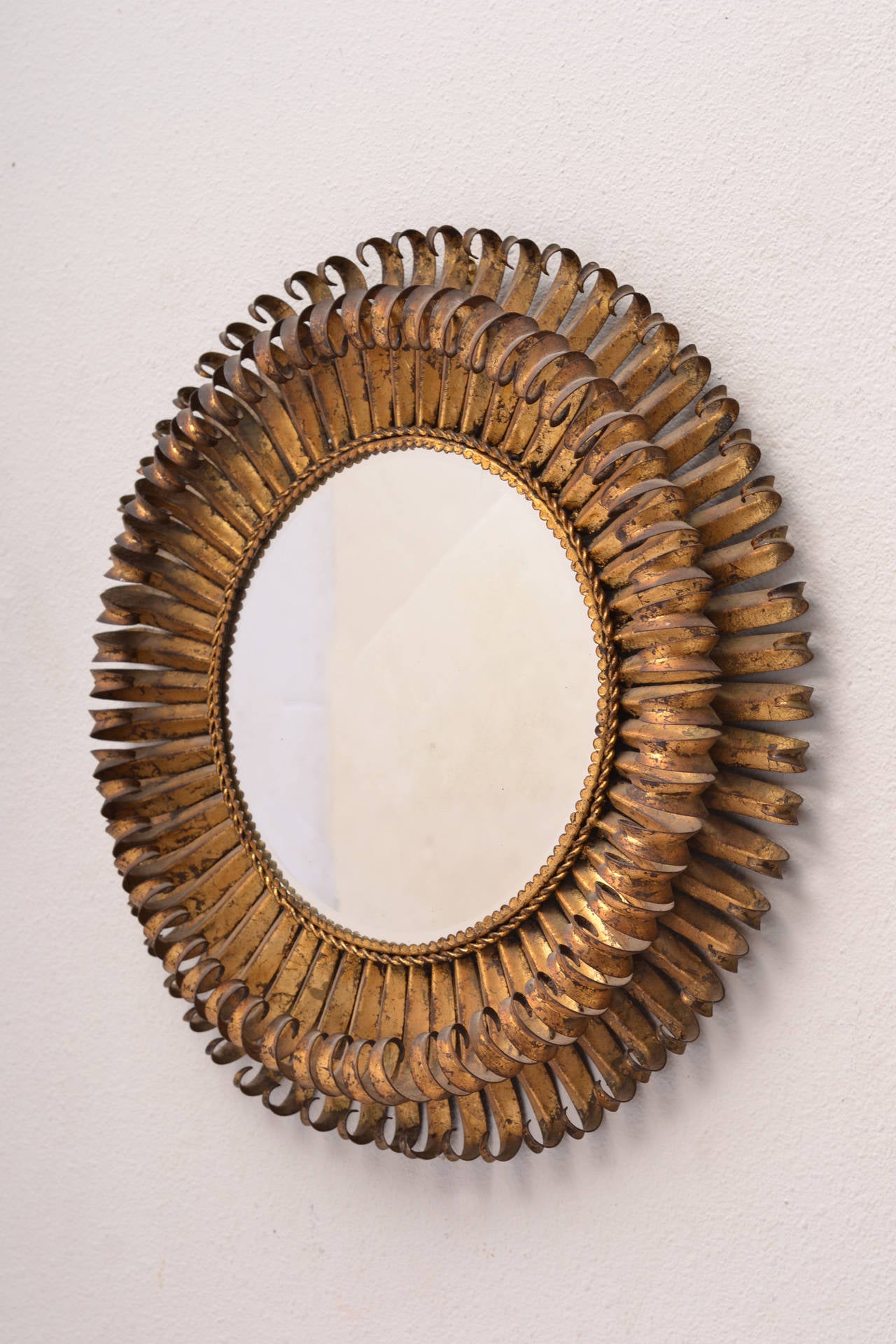 Spanish Vintage Gold Leafed Iron Sunburst Mirror