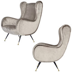Italian Pair of Mid-Century Armchairs in the Manner of Marco Zanuso