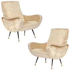 Italian Vintage Pair of Armchairs in the Manner of Marco Zanuso