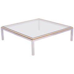 Chrome and Brass Coffee Table by Romeo Rega