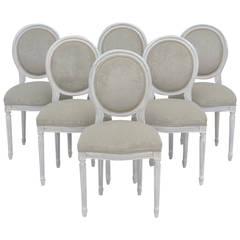 French Louis XVI Set of Six Dining Chairs