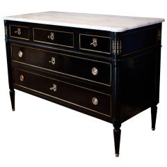Louis XVI Carrara Marble Top Chest of Drawers
