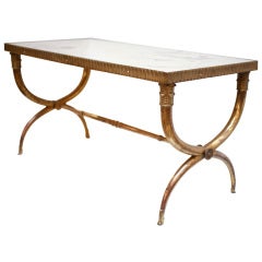 Bronze and Mirrored Glass Coffee Table by Raymond Subes