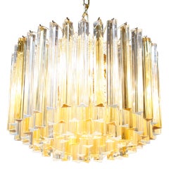 Murano Crystal and Amber Glass Chandelier by Venini