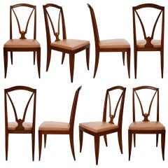 Set of 8 Neoclassical Solid Mahogany Dining Chairs