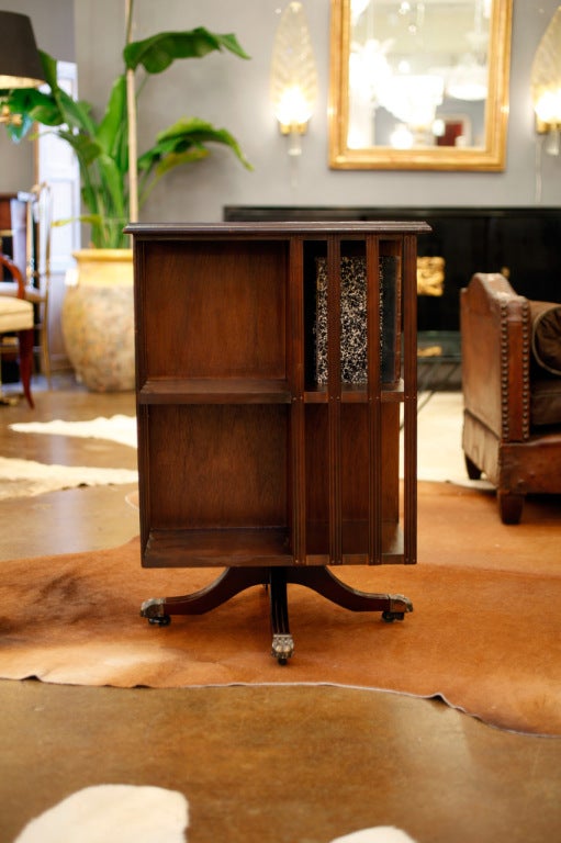 English Solid Mahogany Revolving Bookcase on Casters