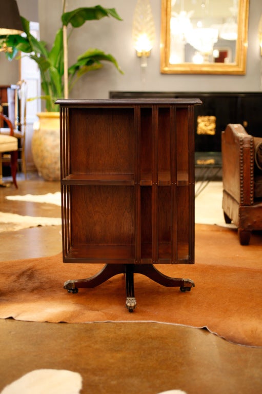 20th Century Solid Mahogany Revolving Bookcase on Casters