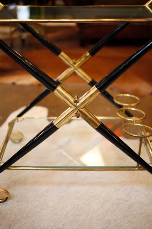 Italian Art Deco Brass Bar Cart by Cesare Lacca. 4