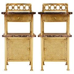 Napoleon III Brass and Portor Marble End Tables