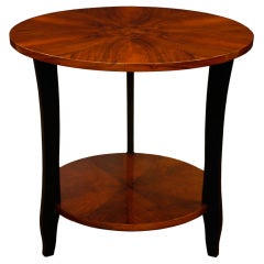 French Art Deco Solid Walnut Side Table