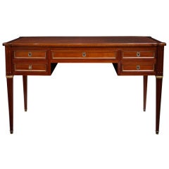 French Louis XVI Mahogany Leather Top Desk