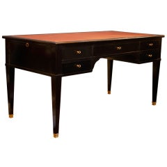 French Louis XVI Ebonized Leather Top Desk