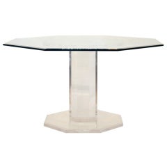 Stunning Octagonal Lucite and Beveled Glass Dining Table